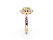Floral Halo Engagement Ring Setting for Fancy Yellow Radiant Cut Center with Pave Accents and Prong Head in Rose Gold