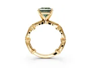 Solitaire Engagement Ring Setting for Fancy Green Princess Cut Center with Marquise Panel Band and Prong Head in Yellow Gold