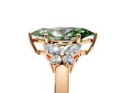 Solitaire Engagement Ring Setting for Fancy Green Marquise Center with Marquise Flower Shoulders and Prong Head in Rose Gold