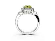 Halo Engagement Ring Setting for Fancy Yellow Round Cut Center with Milgrain Rim, Pave Band and Prong Head in Sterling Silver