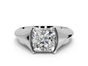 Tension Engagement Ring Setting for Princess Cut Center with Wide Tapered Band and Tension Head in Platinum