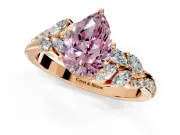 Solitaire Engagement Ring Setting for Fancy Pink Pear-Shaped Center with Marquise Accent Twist Band and Prong Head in Rose Gold