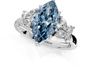 Floral Engagement Ring Setting for Fancy Blue Marquise Center with Marquise Cluster Shoulders and Prong Head in Platinum
