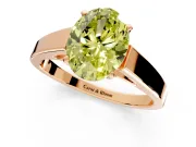 Solitaire Engagement Ring Setting for Fancy Yellow Oval Center with Tapered Split Shoulders and Prong Head in Rose Gold
