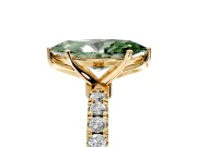 Open Basket Engagement Ring Setting for Fancy Green Marquise Center with Pave Band and Prong Head in Yellow Gold