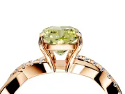 Crossover Engagement Ring Setting for Fancy Yellow Cushion Cut Center with Pave and Plain Strands and Prong Head in Rose Gold