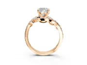 Solitaire Engagement Ring Setting for Cushion Cut Center with Filigree Band and Prong Head in Rose Gold