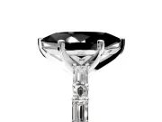 Baguette Engagement Ring Setting for Fancy Black Marquise Center with Alternating Bar-Set Band and Prong Head in Platinum