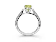 Solitaire Engagement Ring Setting for Fancy Yellow Cushion Cut Center with Multi-Row Accents and Prong Head in Platinum