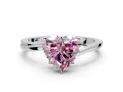 Solitaire Engagement Ring Setting for Fancy Pink Heart-Shaped Center with Plain Bypass Twist Band and Prong Head in Sterling Silver