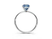 Solitaire Engagement Ring Setting for Fancy Blue Cushion Cut Center with Straight Thin Band and Prong Head in White Gold