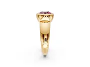 Solitaire Engagement Ring Setting for Fancy Pink Round Cut Center with Wide Band and Bezel Head in Yellow Gold
