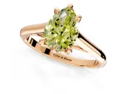 Solitaire Engagement Ring Setting for Fancy Yellow Pear-Shaped Center with Cathedral Band and Prong Head in Rose Gold