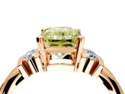 Solitaire Engagement Ring Setting for Fancy Yellow Radiant Cut Center with Grooved Bar Accent Band and Prong Head in Rose Gold
