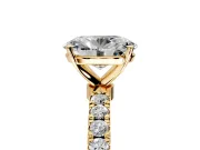 Open Basket Engagement Ring Setting for Oval Center with Pave Band and Prong Head in Yellow Gold