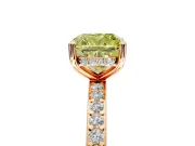 Solitaire Engagement Ring Setting for Fancy Yellow Cushion Cut Center with Fine Pave Band and Prong Head in Rose Gold