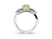 Cluster Engagement Ring Setting for Fancy Yellow Cushion Cut Center with 2-Row Shoulder Clusters and Prong Head in Platinum