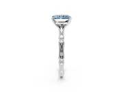 Solitaire Engagement Ring Setting for Fancy Blue Radiant Cut Center with Bamboo Band and Prong Head in Platinum