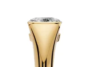 Tension Engagement Ring Setting for Oval Center with Wide Tapered Band and Tension Head in Yellow Gold