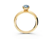 Solitaire Engagement Ring Setting for Fancy Blue Pear-Shaped Center with Wide Knife Ridge Band and Prong Head in Yellow Gold