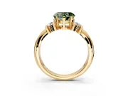 Solitaire Engagement Ring Setting for Fancy Green Heart-Shaped Center with Grooved Bar Accent Band and Prong Head in Yellow Gold