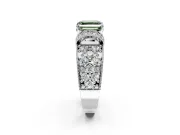 Pave Engagement Ring Setting for Fancy Green Asscher Cut Center with Curved Accent Rows, Openwork and Prong Head in Platinum