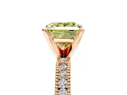 Solitaire Engagement Ring Setting for Fancy Yellow Princess Cut Center with Milgrain-Edged Pave Band and Prong Head in Rose Gold