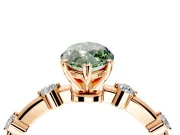 Solitaire Engagement Ring Setting for Fancy Green Marquise Center with Bezel Station Band and Prong Head in Rose Gold