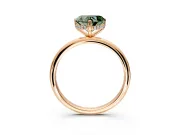 Hidden Halo Engagement Ring Setting for Fancy Green Heart-Shaped Center with Thin Round-Wire Band and Prong Head in Rose Gold