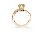 Solitaire Engagement Ring Setting for Fancy Yellow Heart-Shaped Center with Pave Bypass Swirl Band and Prong Head in Rose Gold