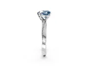 Side Accent Engagement Ring Setting for Fancy Blue Heart-Shaped Center with Accent Shoulders and Prong Head in Sterling Silver