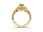 Solitaire Engagement Ring Setting for Fancy Yellow Emerald Cut Center with Filigree Accent Basket and Prong Head in Yellow Gold