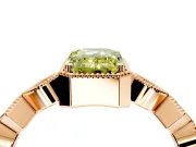Milgrain Bezel Engagement Ring Setting for Fancy Yellow Emerald Cut Center with Marquise Stations and Bezel Head in Rose Gold