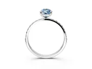 Solitaire Engagement Ring Setting for Fancy Blue Pear-Shaped Center with Pave Accents and Prong Head in Platinum