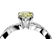 Crossover Engagement Ring Setting for Fancy Yellow Pear-Shaped Center with Pave and Plain Strands and Prong Head in Sterling Silver