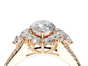 Halo Engagement Ring Setting for Marquise Center with Two-Strand Split Shank and Prong Head in Rose Gold