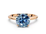 Solitaire Engagement Ring Setting for Fancy Blue Round Cut Center with Knife Ridge Band and Claw Prong Head in Rose Gold