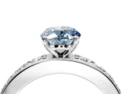 Solitaire Engagement Ring Setting for Fancy Blue Oval Center with Channel-Set Accents and Prong Head in Sterling Silver