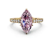 Solitaire Engagement Ring Setting for Fancy Pink Marquise Center with Crossover Accents and Prong Head in Yellow Gold
