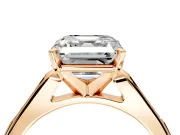 Solitaire Engagement Ring Setting for Asscher Cut Center with Channel Accents and Prong Head in Rose Gold