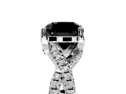 Solitaire Engagement Ring Setting for Fancy Black Cushion Cut Center with Narrow Twist Pave Band and Prong Head in Sterling Silver