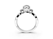 3 Stone Engagement Ring Setting for Marquise Center with Pave Twist Band and Prong Head in Platinum