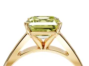 Solitaire Engagement Ring Setting for Fancy Yellow Asscher Cut Center with Tapered Split Shoulders and Prong Head in Yellow Gold