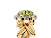 Halo Engagement Ring Setting for Fancy Yellow Round Cut Center with Floral Band and Prong Head in Yellow Gold