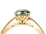Solitaire Engagement Ring Setting for Fancy Green Oval Center with Princess Cut Channel Band and Prong Head in Yellow Gold