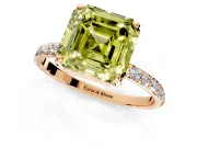 Solitaire Engagement Ring Setting for Fancy Yellow Asscher Cut Center with Pave Accents and Prong Head in Rose Gold