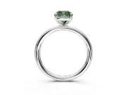 Low-Set Solitaire Engagement Ring Setting for Fancy Green Cushion Cut Center with Thin Plain Band and Prong Head in White Gold