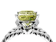 Halo Engagement Ring Setting for Fancy Yellow Princess Cut Center with Rope Twist Split Shank and Prong Head in White Gold