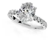 Solitaire Engagement Ring Setting for Oval Center with Large Accents and Prong Head in Sterling Silver