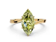 Solitaire Engagement Ring Setting for Fancy Yellow Marquise Center with Plain Bypass Twist Band and Prong Head in Yellow Gold
